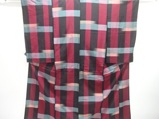 JAPANESE KIMONO / ANTIQUE TAISHO-ROMAN RANRE LATTICE PATTERN WOVEN KIM